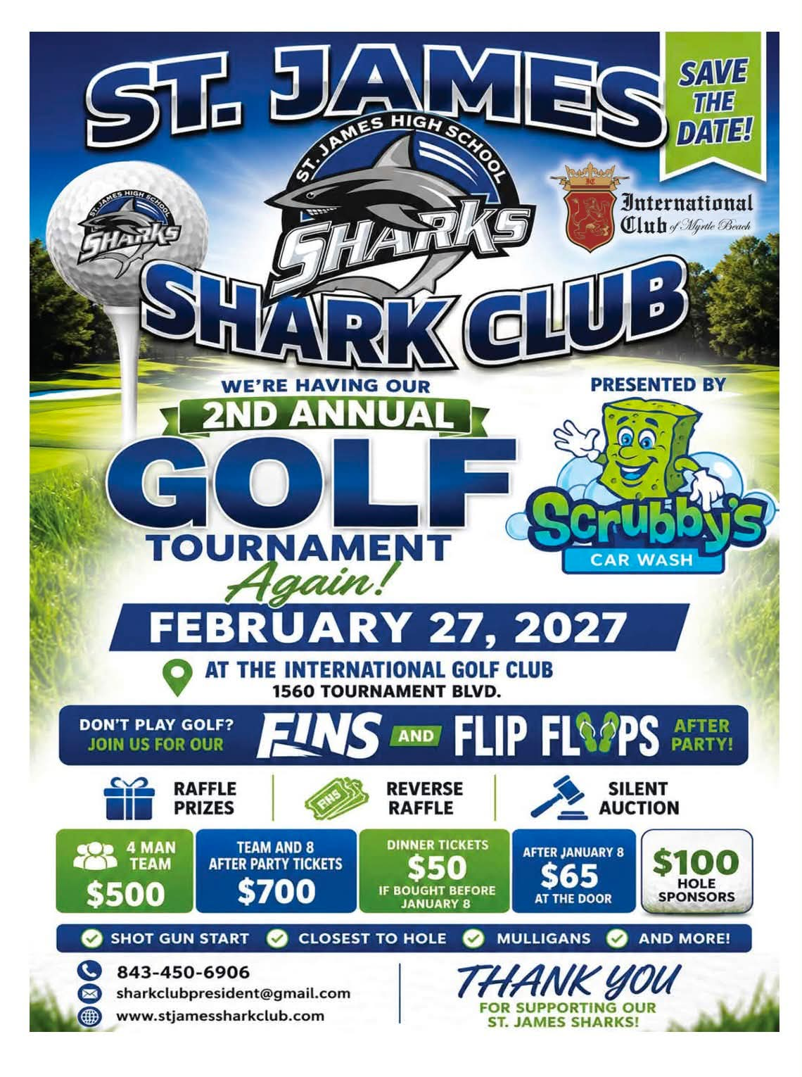 2nd Annual St. James Shark Club Golf Tournament — event flyer